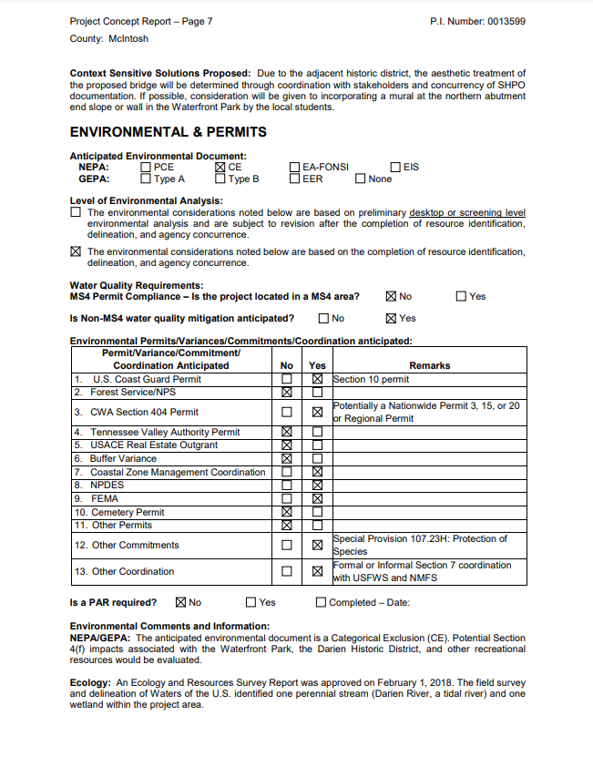 GDOT Approved Concept Report McIntosh County Bridge Replacement